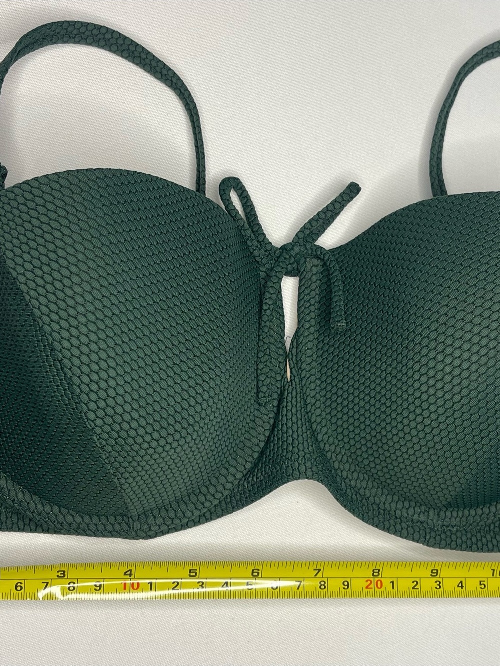 Shade & Shore Dark Green Textured Underwire Bikini Top with Front Tie
